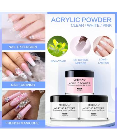 Morovan Acrylic Nail Kit with Drill - Professional Set for Beginners - Glitter Powders, Brush, Forms - DIY Nail Art Extension - Buy Online on GoSupps.com