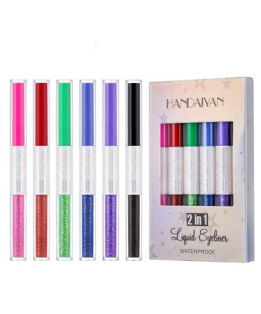 Liquid Eyeliner Colorful Set | 6-Color Matte Liquid Eyeliner Set Colorful Neon Eyeliner Pencil Pigmented Waterproof Smudgeproof Long Lasting Gel Eye Liner Makeup Kit for Women Frifer B