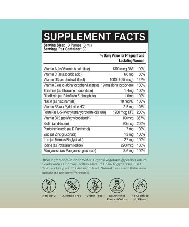 Vitaminally Prenatal + Postnatal Liposomal Liquid Drops with Iron - 30 Day Supply - 3 FL Oz - Non-GMO & Gluten Free - Supports Baby Development and Mom - Easy to Swallow - Buy Online on GoSupps.com