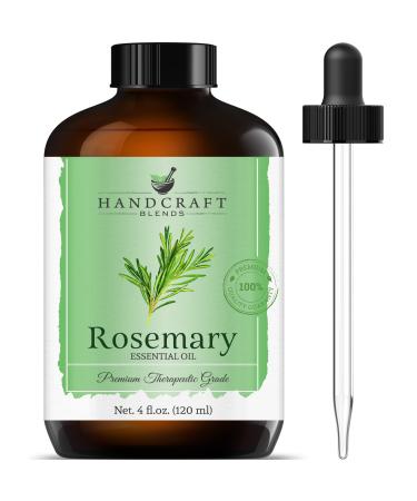 Handcraft Rosemary Essential Oil - 100% Pure and Natural - Premium Therapeutic Grade with Premium Glass Dropper - Huge 4 fl. Oz Rosemary 4 Fl Oz (Pack of 1)