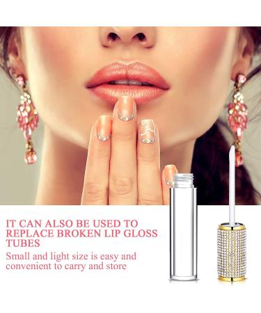 Crystal Rhinestone Lip Gloss Containers - Set of 12 | 5 ml Gold Bottles with Rubber Stoppers for Lip Gloss & Balm | Cosmetic Business Essential - Buy Online on GoSupps.com