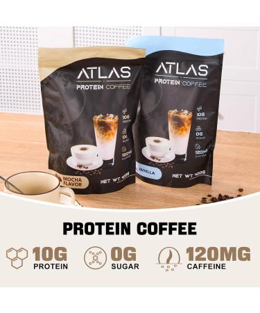 Atlas Protein Coffee - Mocha Flavor | 20 Servings | 10g Protein & 120mg Caffeine | Sugar-Free International Shipping - Buy Online on GoSupps.com