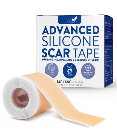 Soft Medical Grade Silicone Tape For Scars (1.6 x 120 ) - Reduce The Appearance Of Surgical C Section Hypertrophy Keloid Scars & Acne Scars - Silicone Scar Tape For Surgical Scars Silicone Scar Single (Pack of 1)