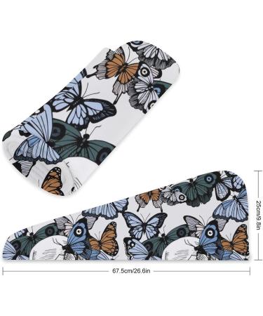 Skull Butterfly Microfiber Hair Towel Wrap for Women - Super Absorbent Hair Turban 10" x 26 - Buy Online on GoSupps.com