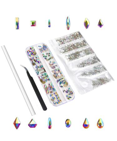 DIY Nail Crystal Rhinestones+Flat Back Round Rhinestones+Picking Up Pen+Tweezer Accessory