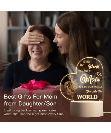 Engraved Mum Birthday Night Light - Touching Gift from Daughter/Son - Mum Birthday Lamp - Buy Online on GoSupps.com