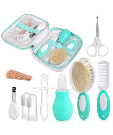 NEWSTYLE Baby Daily Care Kit Infant Convenient Healthcare Grooming Set Nail Clipper Manicure Safety Scissors Nose Cleaner Hair Brush Comb Essential Daily Care Bathing Tool for Travelling & Home Use