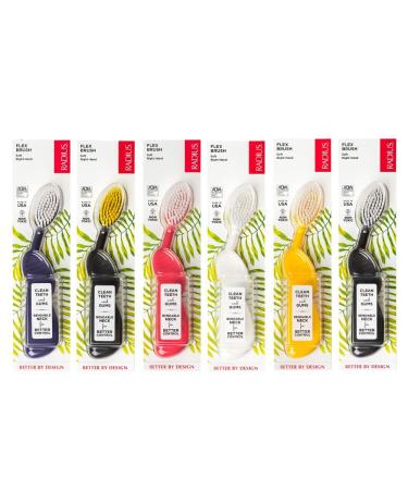 RADIUS Flex Brush with Soft Bristles Toothbrush BPA Free & ADA Accepted Designed to Improve Gum Health & Reduce Issues - Right Hand - Assorted - Pack of 6 - Buy Online on GoSupps.com