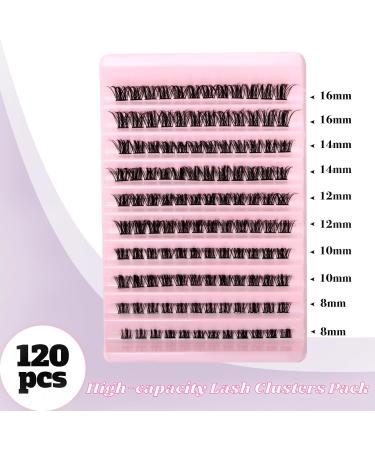 Riya Lash Clusters 120Pcs DIY Eyelash Extensions | Natural Look Wispy Lashes 8-16MM D Curl Individual Reusable Fluffy Extensions - RY-01 - Buy Online on GoSupps.com