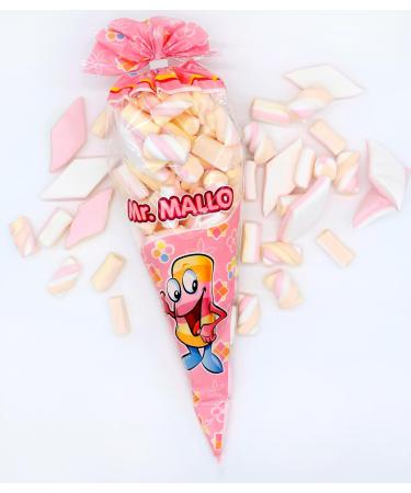 Mr. Mallo Marshmallow Pointed Bag | Colorful Foam Sugar Mix for Birthdays & Carnival Parties | 12x250g with Clip Closure - Perfect for Celebrations - Buy Online on GoSupps.com