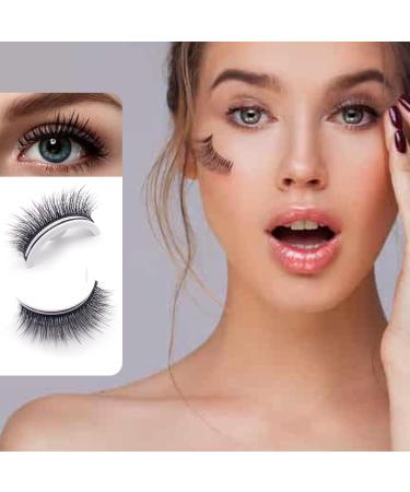Fake Eyelashes 1 Pair Self-adhesive False Eyelashes Makeup Eyelashes with Crystal Case Realistic Lashes for Beginners Women Bushy Fake Eyelashes - Buy Online on GoSupps.com