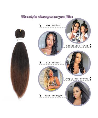 14 Inch Pre Stretched Braiding Hair 8 Packs Yaki Texture Professional Crochet Hair - Itch Free, Hot Water Setting, Short Synthetic - 1B/30 Color - Buy Online on GoSupps.com