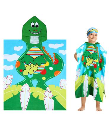 Flyish Direct bathing poncho children 100% cotton children's towel poncho children bath towel towel with hooded beach towels for boys and girls 70x60cm dinosaur 70*60cm
