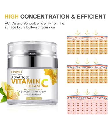 Vitamin C Face Cream with Hyaluronic Acid & Vitamin E Natural Anti Aging & Wrinkle Day & Night Face Moisturiser for Women and Men Boost Skin Collagen Brighten Hydrate and Plump Skin - Buy Online on GoSupps.com