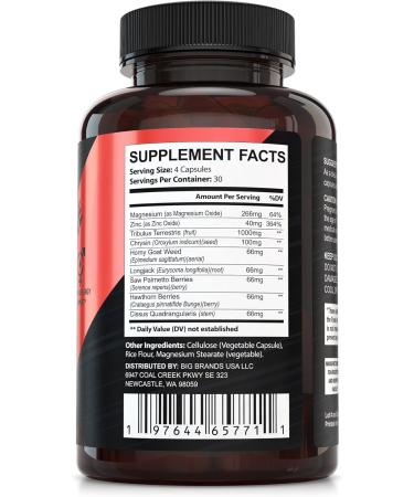 Men's Testosterone Supplement | Tribulus Terrestris Tongkat Ali Saw Palmetto & More | Energy & Muscle Strength Support | 120 Capsules - Buy Online on GoSupps.com