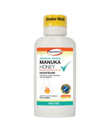 ManukaGuard Nutralize Manuka Honey Natural Heartburn Relief Liquid 6.8oz - Lemon Peach - Drug Free - Apple Cider Vinegar & Ginger Root for Acid Reflux Digestive Support Antacid Liquid