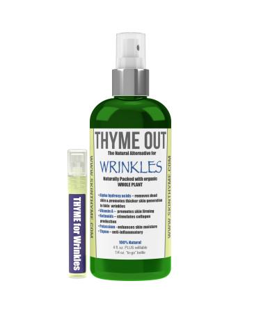 Thyme Out Natural Alternative for Wrinkles (4oz) - Anti-Aging Facial Mist with Natural Retinol, Bakuchiol and AHA - Organic Skin Toner for a Soft, Supple Complexion - Mini Spray Bottle Included