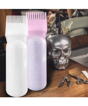 FYJLXF 2Pcs Root Comb Applicator Bottle 6 Ounce Hair Dye Applicator Brush Transparent Applicator Bottle with Graduated scale Hair Coloring Dye and scalp treament essential (Pink) - Buy Online on GoSupps.com