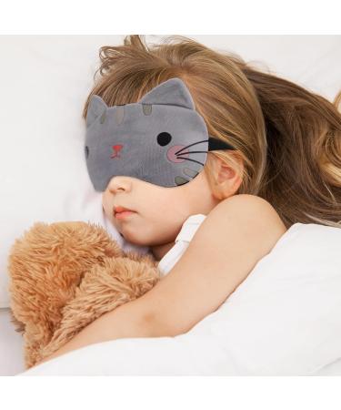 Lusofie 3Pcs Kids Cartoon Cat Sleep Mask Set with Adjustable Strap - Soft Blindfold Eye Covers for Sleeping, Travel - White Pink Grey - for Kids and Adults - Buy Online on GoSupps.com