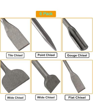 SDS Plus Hammer Drill Chisel Set  Rotary Hammer Bits Set Including Tile chisel  Grooving Chisel  Scrapping Chisel  Flat Chisel  Point Chisel  Scaling Chisel for Tile Masonry Concrete Brick Stone Work - Buy Online on GoSupps.com