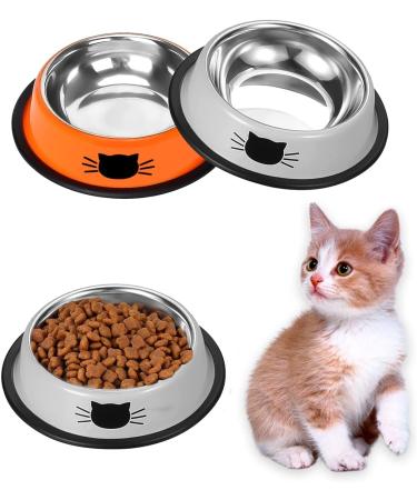 Ctop 2 Piece Cat Food Bowls Cat Bowls Cat Protection Set Dog Bowls.Non-Slip Stainless Steel Cat Bowl Water Bowl Cat Bowl Cat Bowls and Drinking for Pets Gray Red