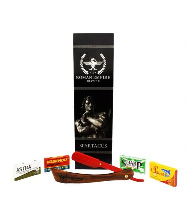 ROMAN EMPIRE SHAVING Spartacus Straight Razor - Professional Barber Set with 20 Astra Shark and Voskhod Blades - Buy Online on GoSupps.com