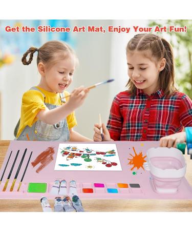 20x16 Silicone Painting Mat with Cup and Paint Holder - Non-Stick Craft Mat for Painting, Resin Casting, and Clay - Washable Artist Mat (Pink) - Buy Online on GoSupps.com