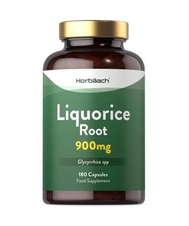 Liquorice Root Extract 900mg | 180 Capsules | Pure Licorice Root Powder | for Men & Women | 3 Months Supply | No Artificial Preservatives | by Horbaach - Buy Online on GoSupps.com
