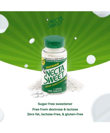 Necta Sweet 1-Grain Saccharin Tablets - Zero-Calorie Sugar Substitutes (6-Pack, 1,000 Tablets) - Buy Online on GoSupps.com