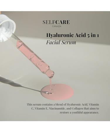 5 IN 1-100ML FACIAL SERUM HYALURONIC ACID with Collagen Vitamin C Vitamin E Niacinamide - CRUELTY-FREE - SELFCARE CANADA - Buy Online on GoSupps.com