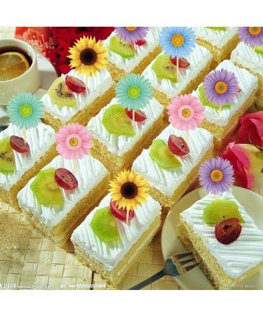 CC HOME Spring Summer Sunflower Party Decoration 25CT Summer Spring Daisy Flower Cupcake Toppers Food Picks Flower Cup Cake Toppers Decorations Easter Decoration Supplies Multicolor - Buy Online on GoSupps.com