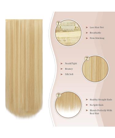 Feshfen 4PC Clip In Hair Extensions - Dark Golden Blonde 50cm Synthetic Smooth Hair for Women - Buy Online on GoSupps.com