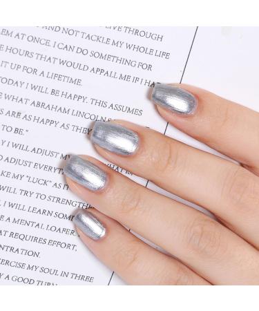 DouborQ Metal Silver Nail Polish Long-lasting Glossy Nail Art Varnish (13) - Buy Online on GoSupps.com
