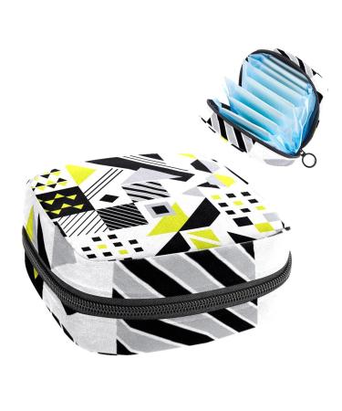 GIAPB Period Bag Sanitary Napkin Storage Bag Period Pouch Travel Makeup Bag Abstract Geometric Plaid Color307