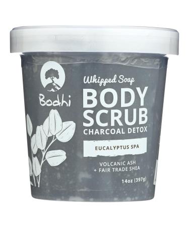 BODHI HANDMADE SOAP Eucalyptus Spa Charcoal Detox Whipped Soap Body Scrub, 14 OZ