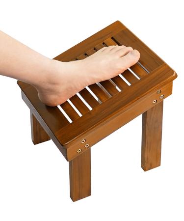 Utoplike Teak Wood Shower Foot Stool for Shaving Legs Sturdy Shower Foot Rest for Shower Shaving Wooden Shower Foot Step for Bathroom - Buy Online on GoSupps.com