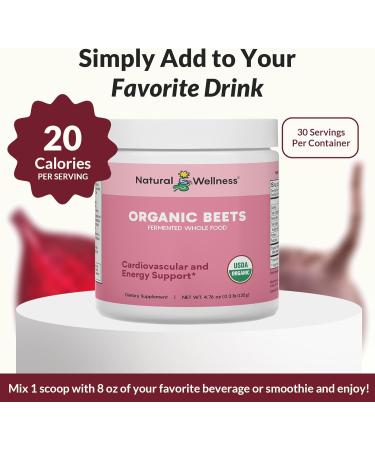 Natural Wellness Fermented Organic Beets Powder Nitrate-Rich Superfood for Heart Health Energy Endurance & Circulation Vegan Gluten-Free Zero Sugar 4.5g Powder 30-Day Supply  - Buy Online on GoSupps.com