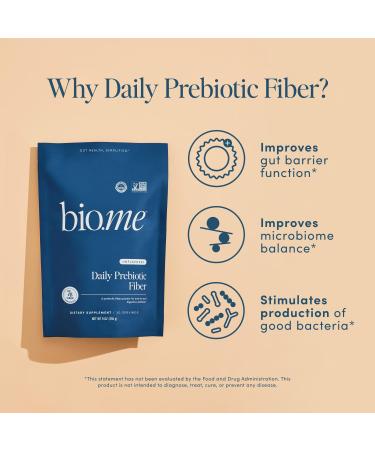 Bio.me Daily Prebiotic Fiber Powder Unflavored - 7g Per Serving - Soluble & Insoluble Fiber Supplement Powder for Women & Men - Digestive Health & Gut Health - GLP-1 Friendly Sugar Free - 30 Servings Unflavored 30 Servings  - Buy Online on GoSupps.com