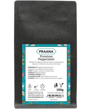 PRAANA TEA Premium Pure Peppermint Herbal Tea 100 g - Buy Online on GoSupps.com