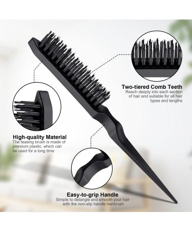 Edges Brush Set - 3 Sleek Bun Brushes for Baby & Adult Hair Styling | Teasing & Toupier Hairbrushes | Ideal for Hairdressers | Black - Buy Online on GoSupps.com