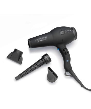 Diva Pro Styling Ultima 5000 Pro Dryer 2200W Professional Hairdryer with Ionic Conditioning Black Black Single