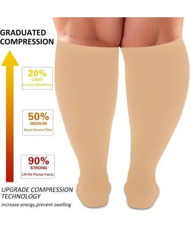 Cheeroyal Double Plus Size Compression Socks 20-30mmHG for Men & Women | Extra Wide Calf & Knee Support - Size 2XL - Buy Online on GoSupps.com