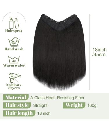 SEGO One Piece With 5 Clips 3/4 Full Head Standard Weft Synthetic Straight Hairpiece U-Shaped Clip in Hair Extensions 18 Inch Dark Black 18 Inch Dark Black - Buy Online on GoSupps.com