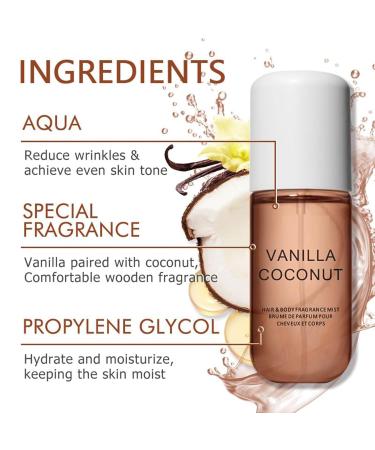 Vanilla Coconut Perfume Vanilla - Body & Hair Fragrance Mist Coconut Vanilla Perfume Vanilla Coconut Hair and Body Perfume Spray 50ml Vanilla Hair & Body Fragrance Mist for Women (Vanilla) - Buy Online on GoSupps.com