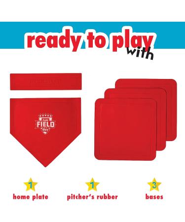 Franklin Sports Field Day Baseball Base Set - Portable Red Rubber Bases for Baseball, Softball, Kickball - Includes Home Plate - Easy Set Up - Buy Online on GoSupps.com