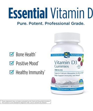 Nordic Naturals Vitamin D3 1000 IU Gummies - Wild Berry Flavor | 60 Count - Buy Online on GoSupps.com