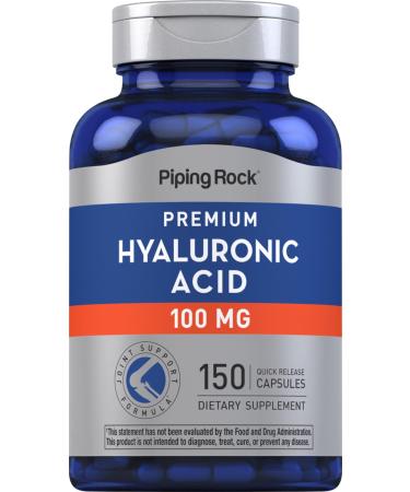 Piping Rock Hyaluronic Acid Capsules | 100mg | 150 Count | Premium Formula | Non-GMO Gluten Free Supplement