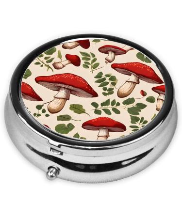 Red Mushrooms Mini Round Pill Box | 3 Compartment Travel Organizer | Portable Medicine Case for Home & Office - Buy Online on GoSupps.com