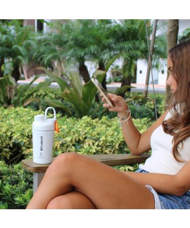 Ozizo Insulated Protein Shaker - 590 ml White | Small Mouth & Spring | Perfect for Smoothies & Shakes | International Shipping Available - Buy Online on GoSupps.com