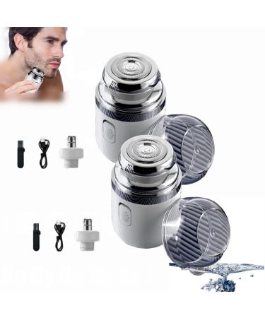Cohbskj Portable Multifunctional Capsule Shaver Capsule Razor 2 In 1 Capsule Mini Shaver For Men Type-C Charging Beard Razor Washable Men's Electric Shaver (2PCS-B)